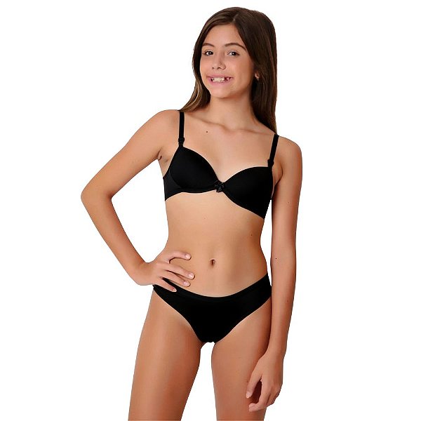 TESTE Conjunto Juvenil Sutiã c/ Bojo Calcinha Menina Moça Microfibra