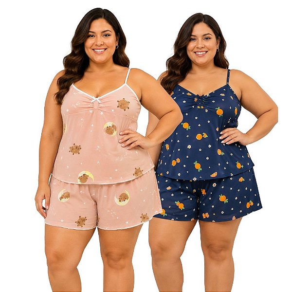 TESTE Kit 2 Baby Doll Plus Size Estampadas Sortidas de Liganete Linda Luli