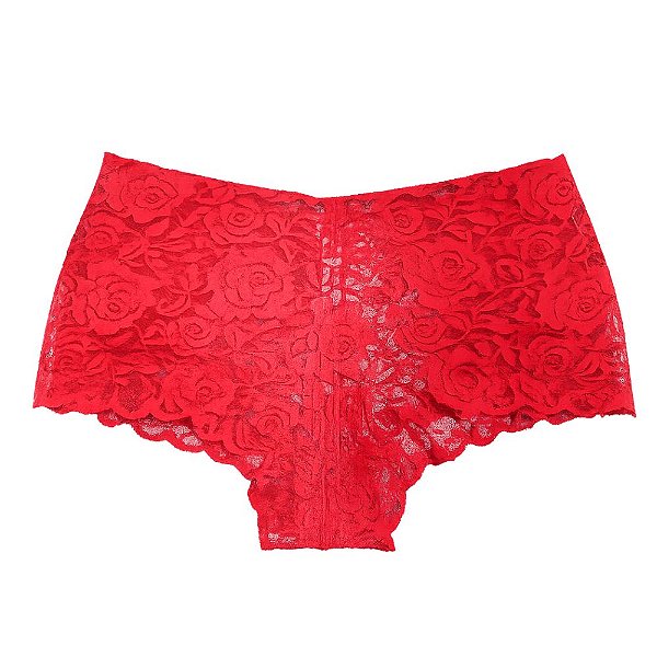 Calcinha Shorts Caleçon Sensual com Renda Poliamida com Elastano Lady-Ju