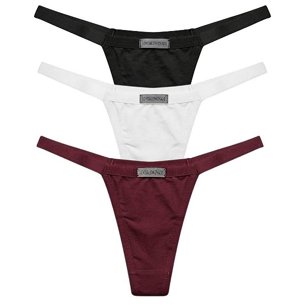 Kit 3 Calcinhas Biquini Laterais Finas com Elastano Cores Sortidas Fina Damma