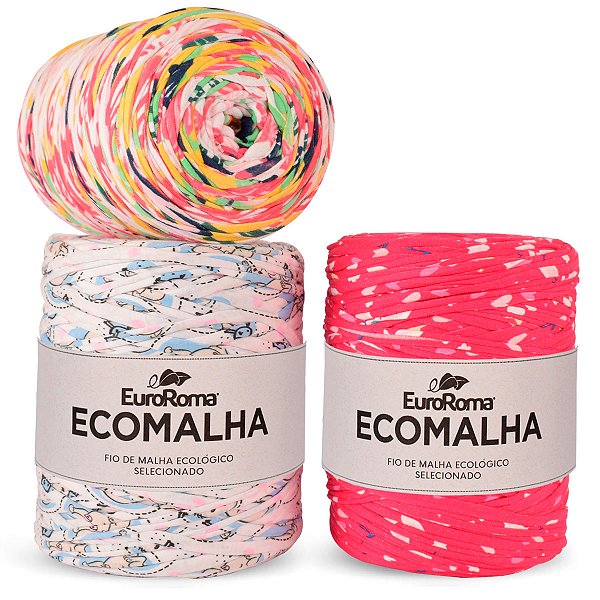 Fio de Malha EuroRoma Ecomalha - Estampas Diversas - 140 Metros | Fio Ecológico para Crochê, Tricô e Artesanato