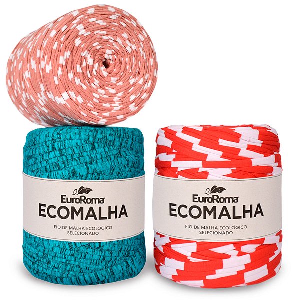 Fio de Malha EuroRoma Ecomalha - Estampas Listradas - 140 Metros | Fio Ecológico para Crochê, Tricô e Artesanato