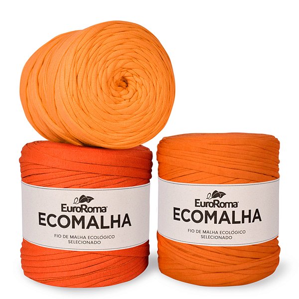 Fio de Malha EuroRoma Ecomalha - Tons de Laranja - 140 Metros | Fio Ecológico para Crochê, Tricô e Artesanato