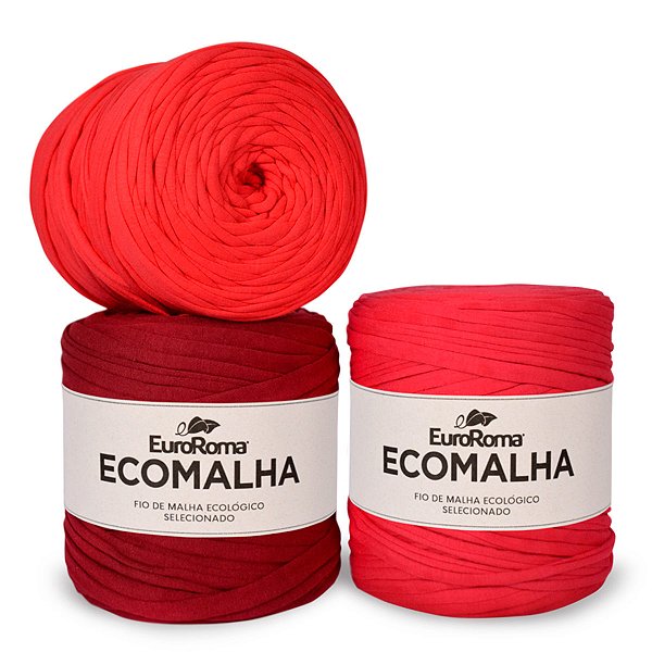 Fio de Malha EuroRoma Ecomalha - Tons de Vermelho - 140 Metros | Fio Ecológico para Crochê, Tricô e Artesanato