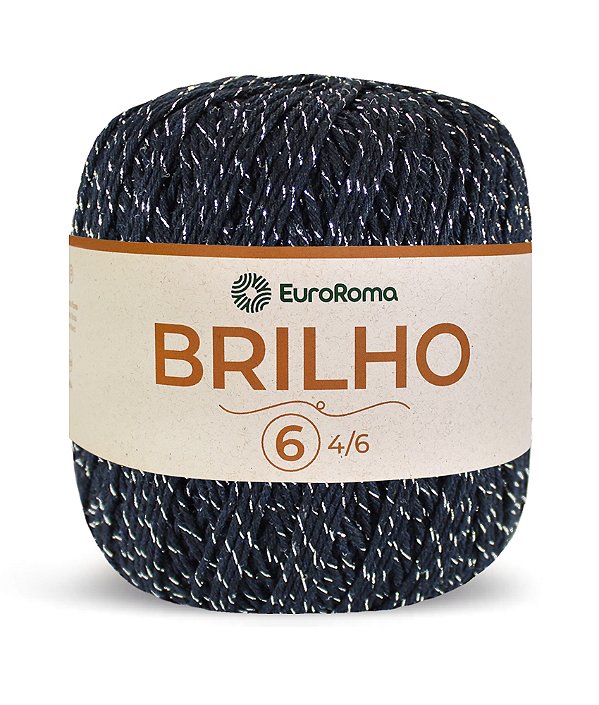 Barbante Brilho Prata N°6 EuroRoma - Cor Preto