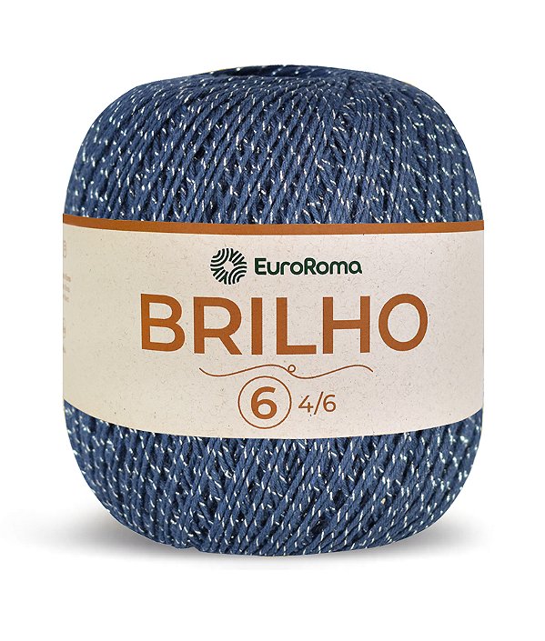 Barbante Brilho Prata N°6 EuroRoma - Cor Azul Marinho