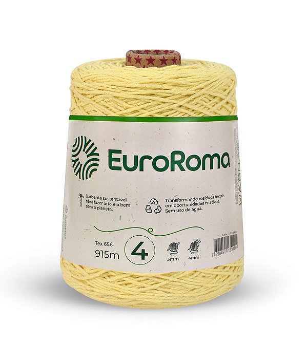 Barbante EuroRoma Colorido N°4 600g - Cor Amarelo Bebê