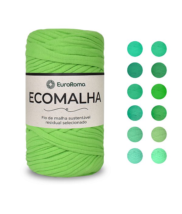 Fio de Malha EuroRoma - Ecomalha 80 Metros - Cor Tons de Verde Claro | Fio Ecológico para Crochê, Tricô e Artesanato