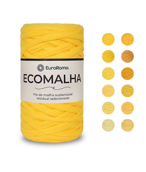 Fio de Malha EuroRoma - Ecomalha 80 Metros - Cor Tons de Amarelo | Fio Ecológico para Crochê, Tricô e Artesanato