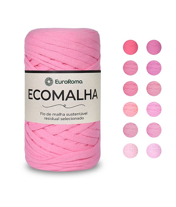 Fio de Malha EuroRoma - Ecomalha 80 Metros - Cor Tons de Rosa | Fio Ecológico para Crochê, Tricô e Artesanato