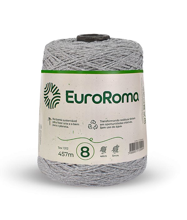 Barbante EuroRoma Colorido N°8 600g - Cor Cinza