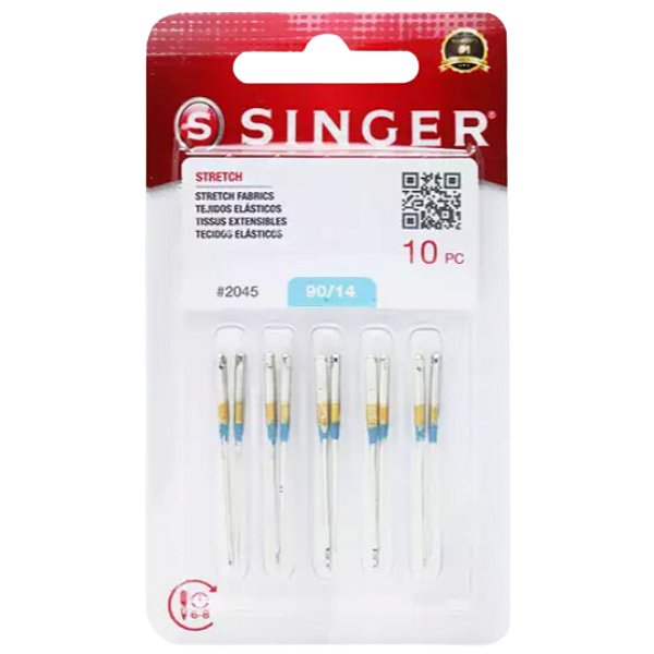 Agulha de Maquina Singer P/costura 2045 especial nº14 Envelope C/10 Unidades - Dourada