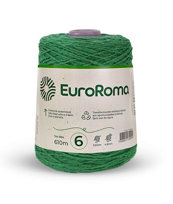 Barbante EuroRoma Colorido N°6 600g - Cor Verde Bandeira