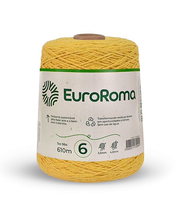 Barbante EuroRoma Colorido N°6 600g - Amarelo Ouro