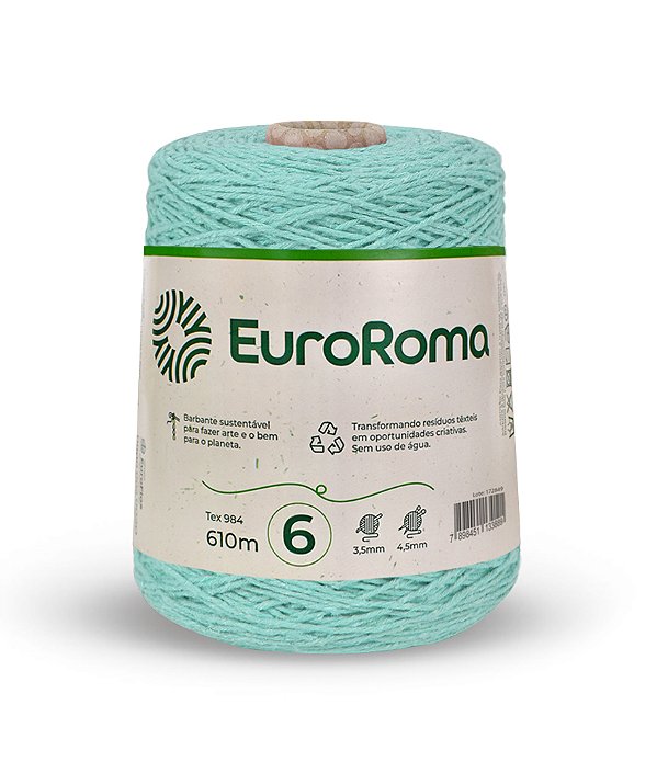 Barbante EuroRoma Colorido N°6 600g - Cor Verde Agua Claro