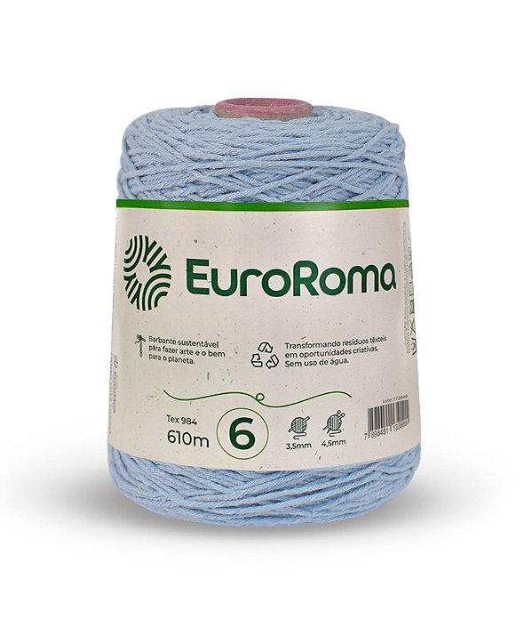 Barbante EuroRoma Colorido N°6 600g - Cor Azul Bebe