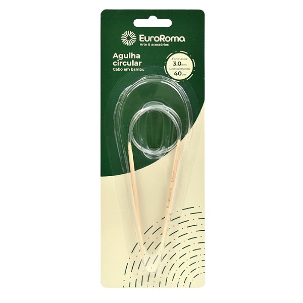 Agulha de Tricô Circular 40cm em Bambu para Tricô Manual