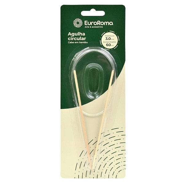 Agulha de Tricô Circular 60cm em Bambu para Tricô Manual