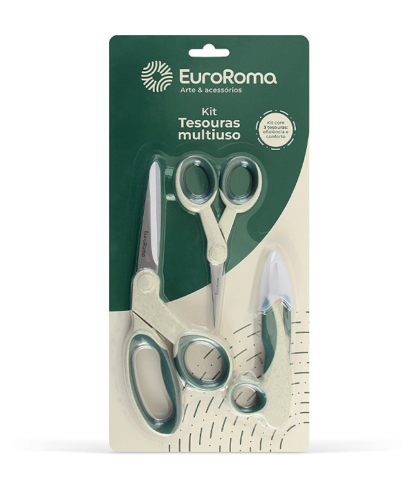 Kit Tesoura Multiuso EuroRoma com 03 Unidades