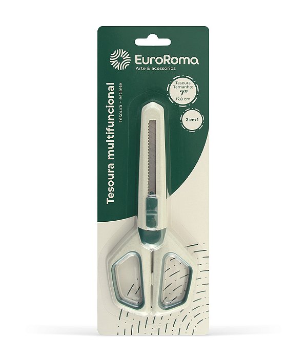 Tesoura Multifuncional Com Estilete EuroRoma 17,8cm