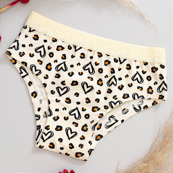 Calcinha Caleçon Bainha Cotton Estampada Infantil