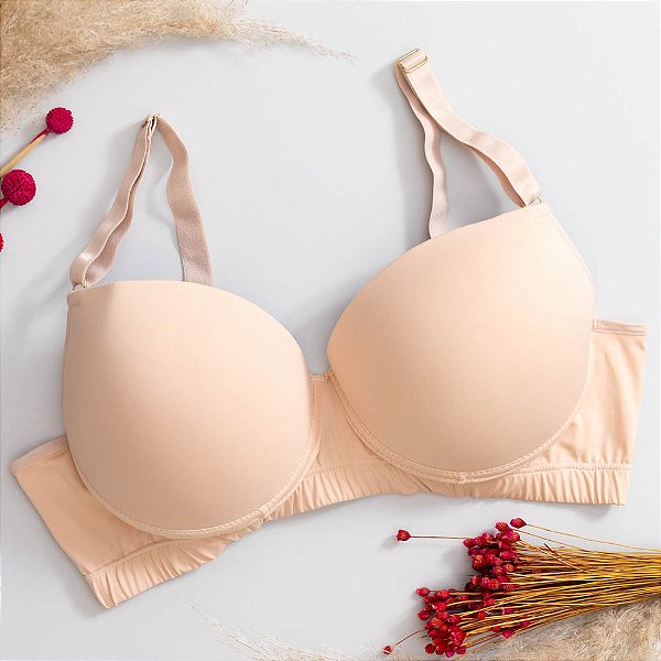 Sutiã Meia-Taça Com Bojo Em Microfibra Plus Size