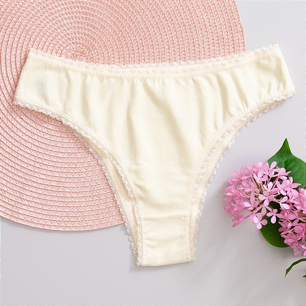 Calcinha Tanga Detalhes Renda Em Cotton