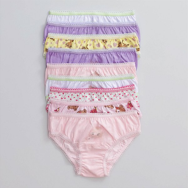 Kit Com 9un - Calcinha Caleçon Com Trançador Em Algodão