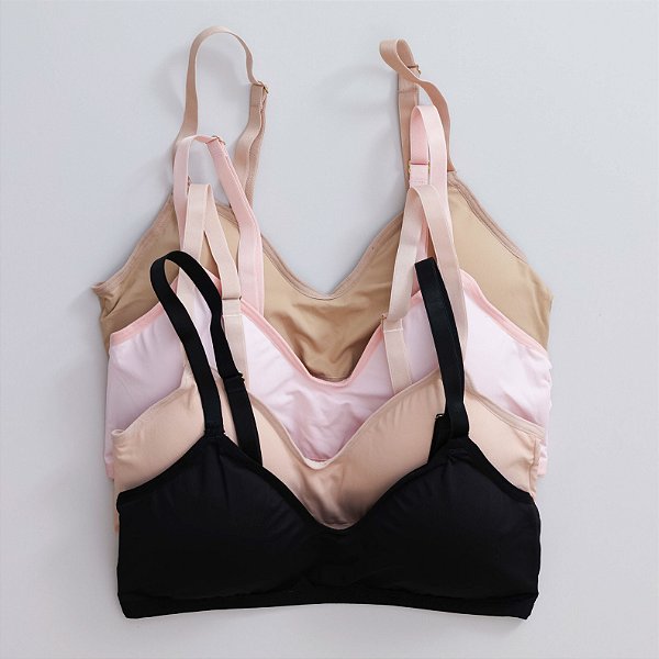 Kit Com 4un - Sutiã Top Com Bojo Removível E Sem Aro Em Microfibra