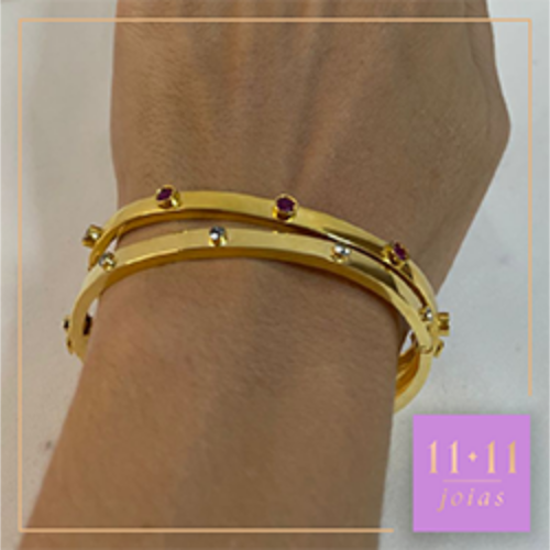 PULSEIRA COM 5 PONTOS TOPÁZIO SKY PRATA 950 COM BANHO DE OURO