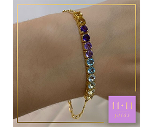 MEIA RIVIERA MIX DE CORES PRATA 950 COM BANHO DE OURO