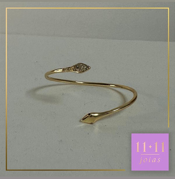 BRACELETE FLEXÍVEL SERPENTE PRATA 950 C/ BANHO DE OURO