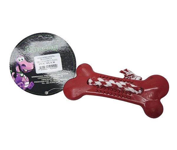 Osso Dino higiênico pequeno com corda