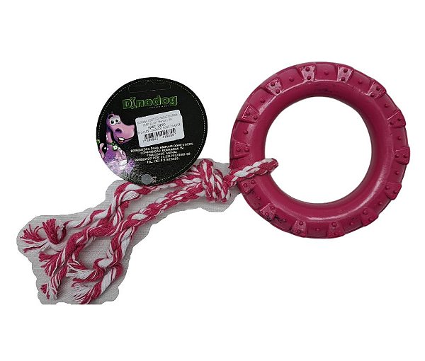 Pneu canino colorido grande com corda
