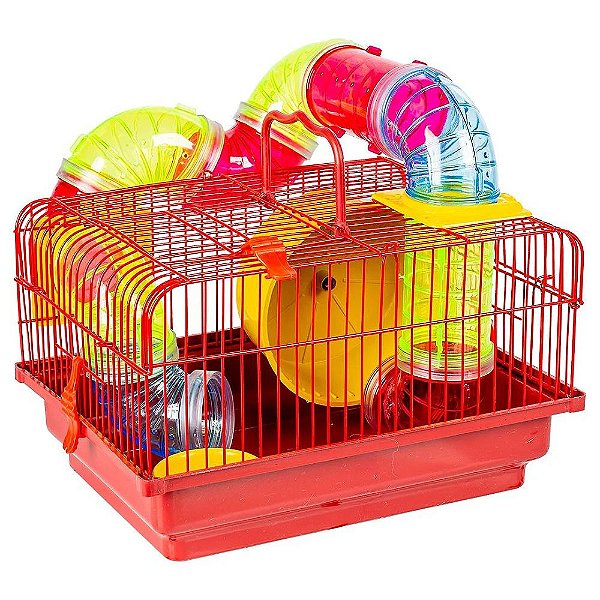 GAIOLA PARA HAMSTER BRASILEIRINHA TUBO LUXO VERMELHA