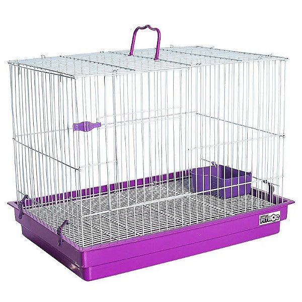 GAIOLA PARA COELHO TETO RETO LILÁS