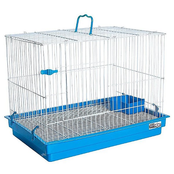 GAIOLA PARA COELHO TETO RETO AZUL