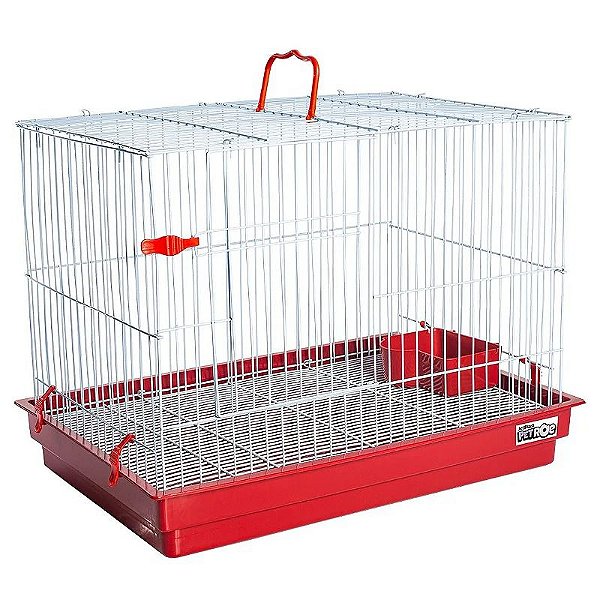 GAIOLA PARA COELHO TETO RETO VERMELHA