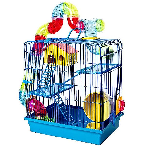 gaiola hamster 3 andares tubo super luxo