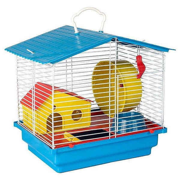 GAIOLA PARA HAMSTER 1 ANDAR TETO PLÁSTICO COMPLETA