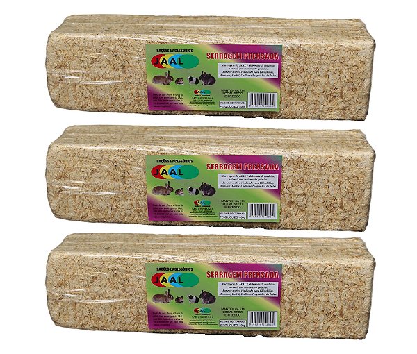 3 Serragem Prensada 800g Composteira Minhocário Hamster Pinus