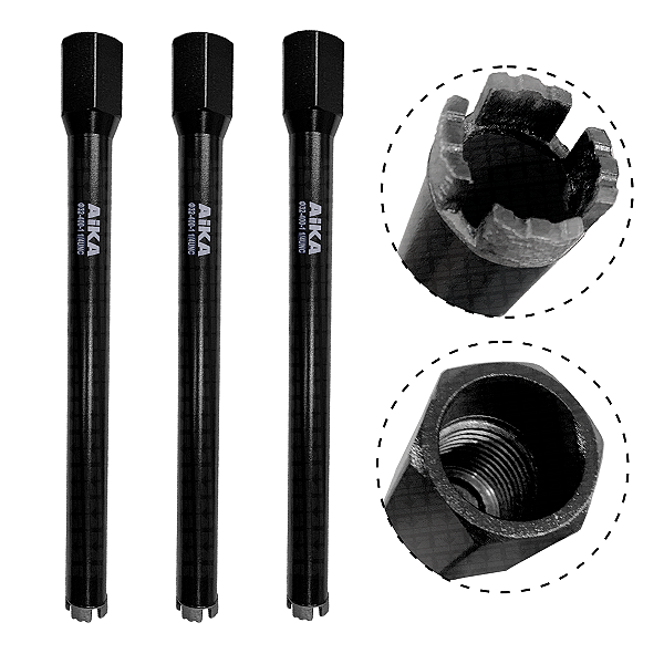 Kit 3 Brocas 32mm X 450mm 1.1/4 Serra Copo Coroa Diamantada para Perfuratriz