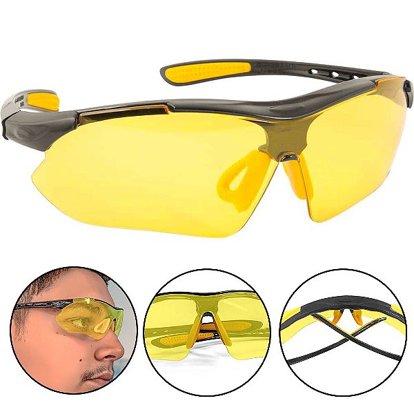 Óculos Construção À Noite Lentes Proteção Segurança Amarelo