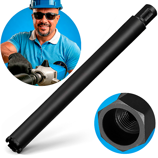 Broca Serra Copo Coroa Diamantada 44mm X 450mm Rosca 1.1/4