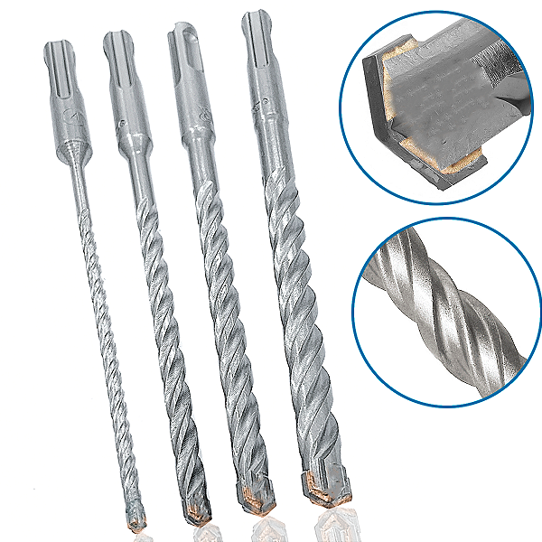 Kit Brocas Sds Plus Videa Cruzada 4mm 6mm 8mm 10mm X 160mm