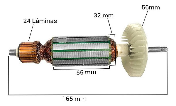 Induzido Carvão Esmerilhadeira Elétrica Makita 9557 220v - suzer