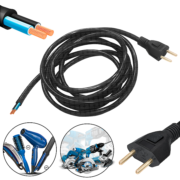 Cabo Elétrico Flexível Energia Tipo Pp Reforçado 2.82m