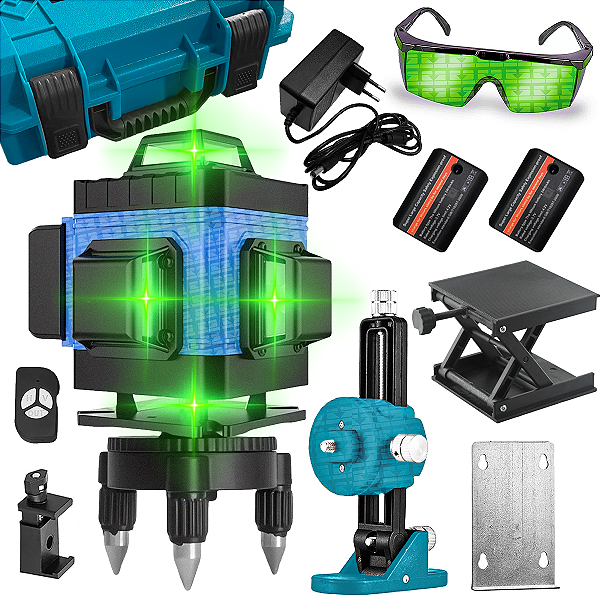 Nível Laser 4d 360 Graus Esquadro Nivelador 16 Linhas Verde