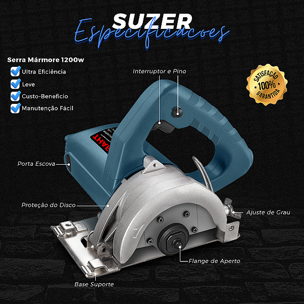 Serra Mármore 115mm 4.3/8 1200w 127v + Disco Pra Madeira