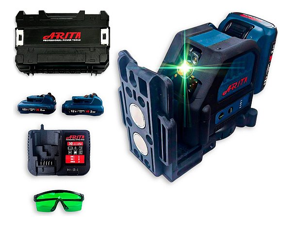 Nível A Laser 2 Linhas Verde Alcance 50m C/ 2 Baterias 360